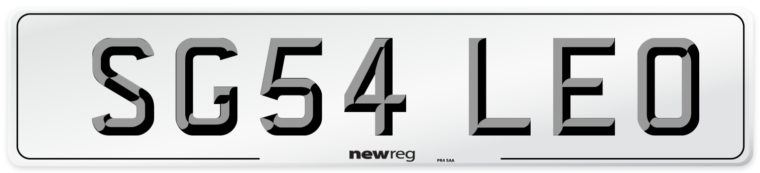 SG54 LEO Number Plate from New Reg